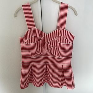 HD In Paris Anthropologie Cabana Peplum Bandage Tank Red White Stripe Size m